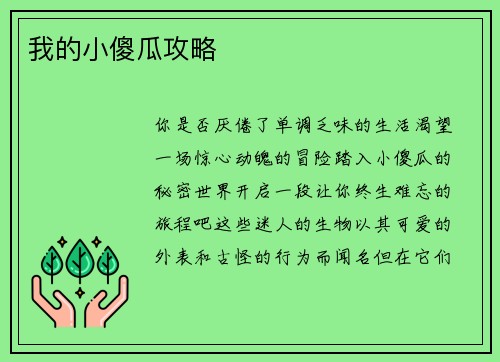 我的小傻瓜攻略